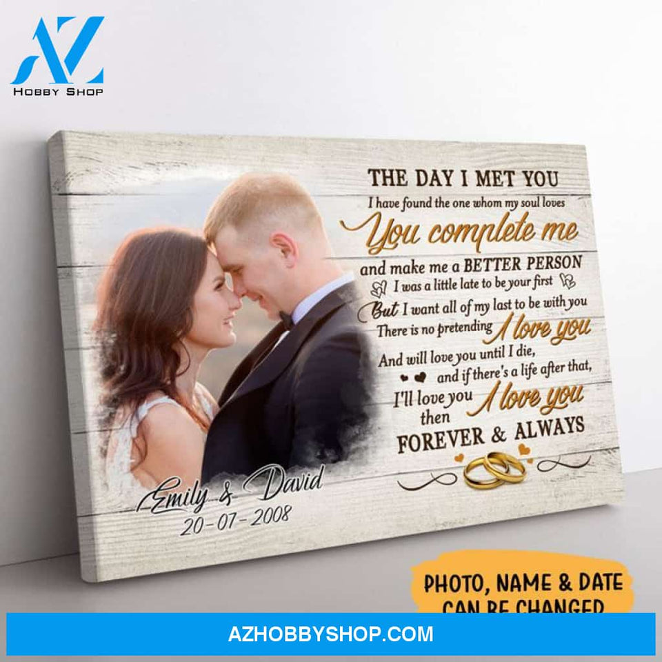 Personalized The Day I Met You Couple Canvas, Custom Photo, Premium Canvas Wall Art