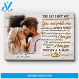 Personalized The Day I Met You Couple Canvas, Custom Photo, Premium Canvas Wall Art
