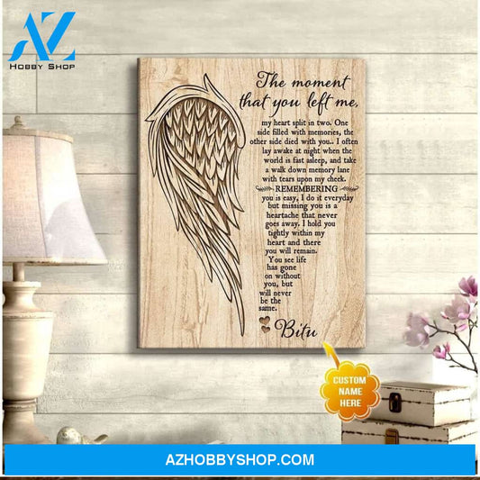 Personalized The Moment That You Left Me Angel Wings Wall Art Canvas