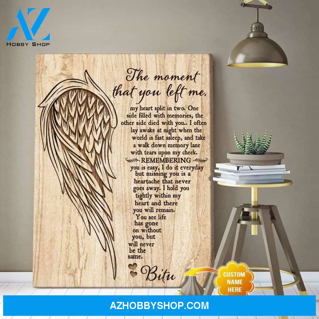 Personalized The Moment That You Left Me Angel Wings Wall Art Canvas
