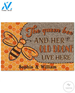 Personalized The queen bee and her old drone live here doormat