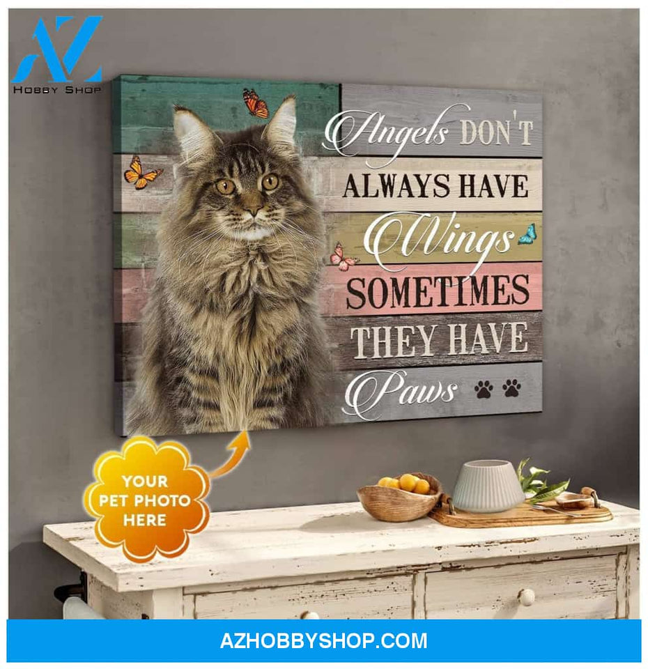 Personalized They Have Paws Maine Coon Cat Photo Wall Art Canvas