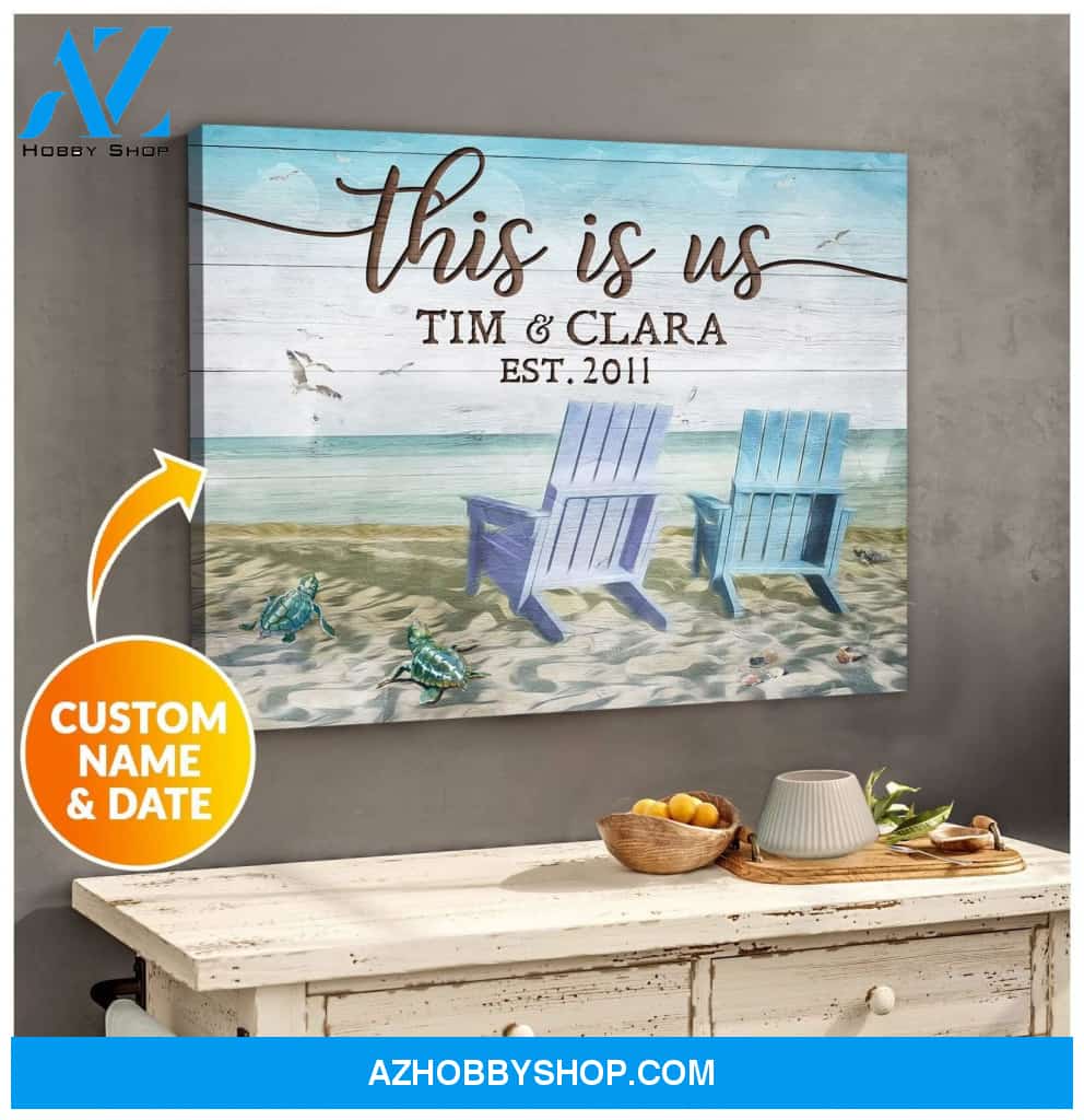 Personalized This Is Us Turtle Name And Date Wall Art Canvas