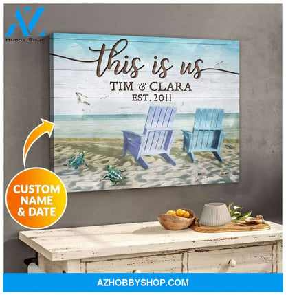 Personalized This Is Us Turtle Name And Date Wall Art Canvas