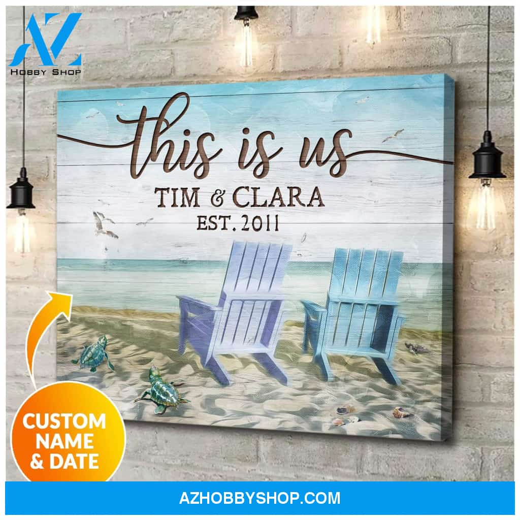 Personalized This Is Us Turtle Name And Date Wall Art Canvas