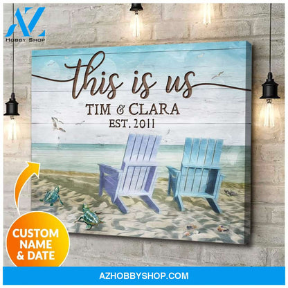 Personalized This Is Us Turtle Name And Date Wall Art Canvas