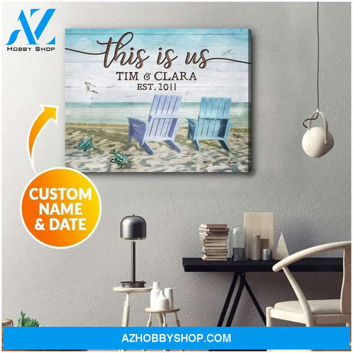 Personalized This Is Us Turtle Name And Date Wall Art Canvas