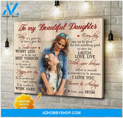 Personalized To My Beautiful Daughter Wall Art Canvas