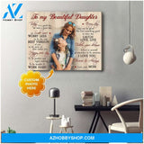 Personalized To My Beautiful Daughter Wall Art Canvas