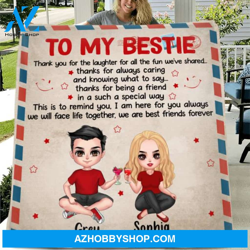 Personalized To My Bestie Quilt/ Fleece Blanket - Gift Idea For Friends - We Are Best Friends Forever