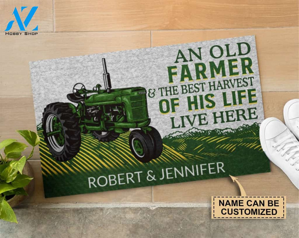 Personalized Tractor Farmer Best Harvest Customized Doormat