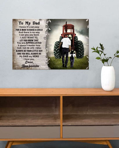 Personalized Tractor Raise A Child Horizontal Custom Name Vertical Poster/ Matte Canvas No Frame