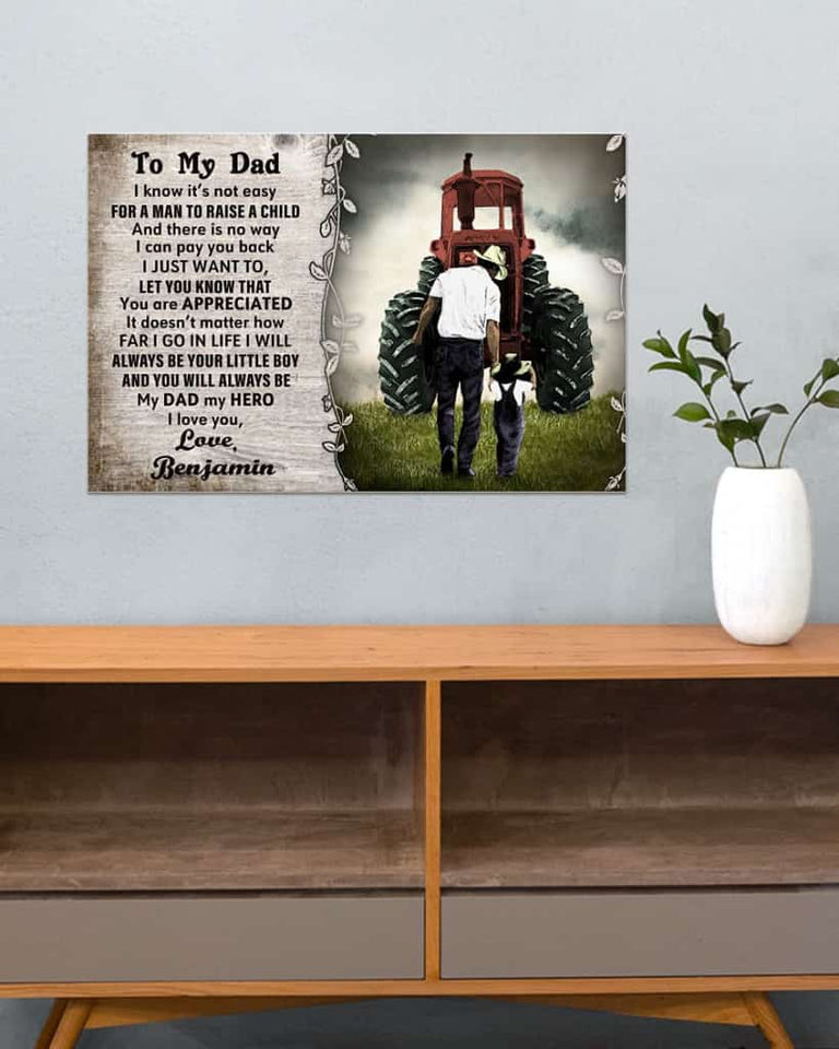 Personalized Tractor Raise A Child Horizontal Custom Name Vertical Poster/ Matte Canvas No Frame