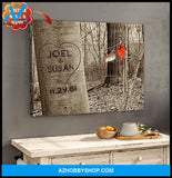 Personalized Tree And Cardinal Love Couple Name Wall Art Canvas