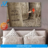 Personalized Tree And Cardinal Love Couple Name Wall Art Canvas