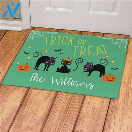 Personalized Trick or Treat Cats Doormat