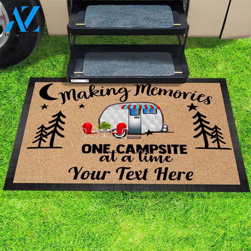 Personalized Ver2 Making memories one campsite doormat - RV Camper - Tractor - Motor Home Doormat, Happy camper mat, doormat camping