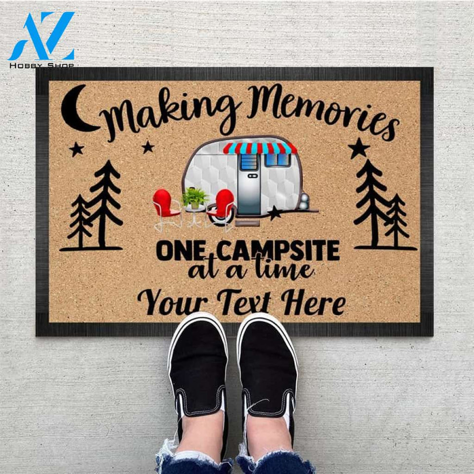 Gosszy - Personalized Ver2 Making memories one campsite doormat - RV Camper - Tractor - Motor Home Doormat, Happy camper mat, doormat camping