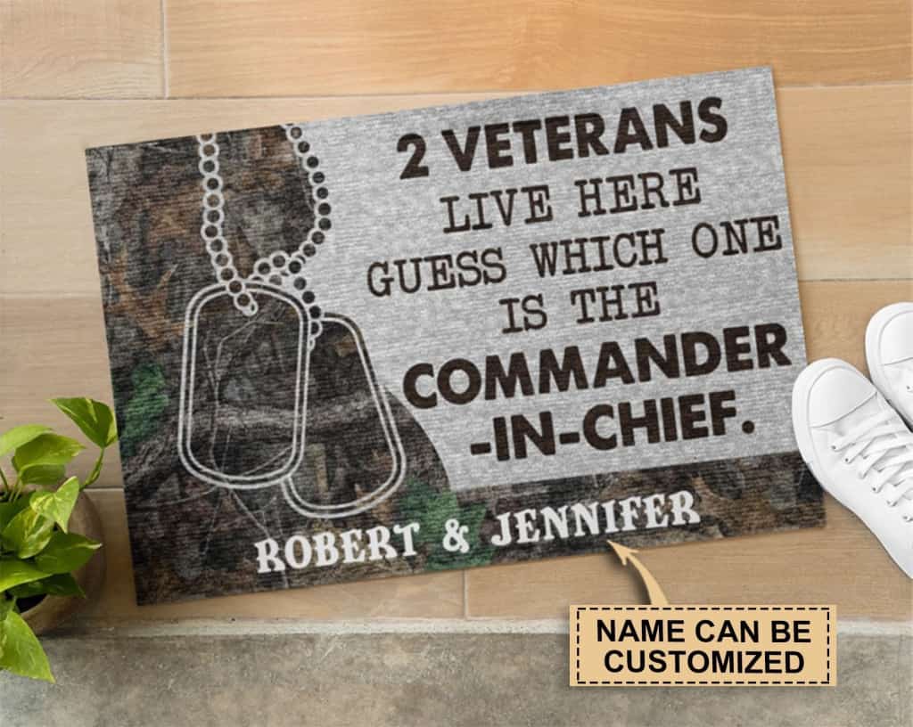 Personalized Veteran Camo Guess Which One Doormat