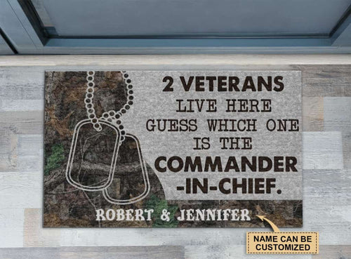 Personalized Veteran Camo Guess Which One Doormat