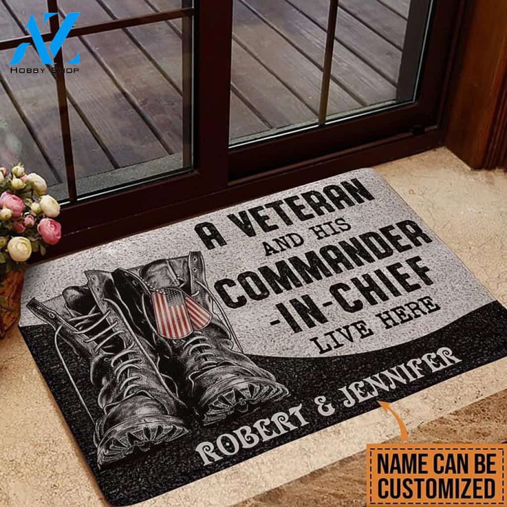 Personalized Veteran CoupleCustom DoormatA Veteran And His Commander Doormat