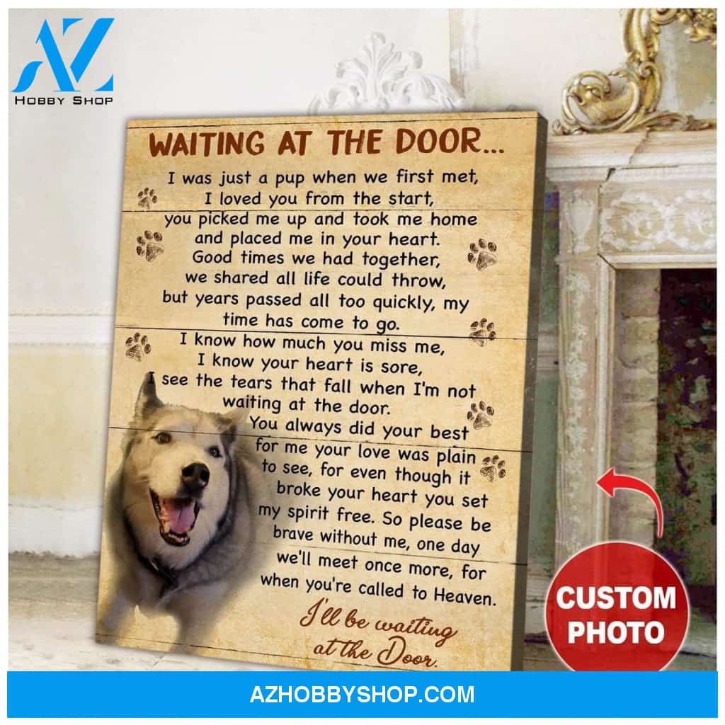 Personalized Waiting At The Door Dog Photo Wall Art Canvas