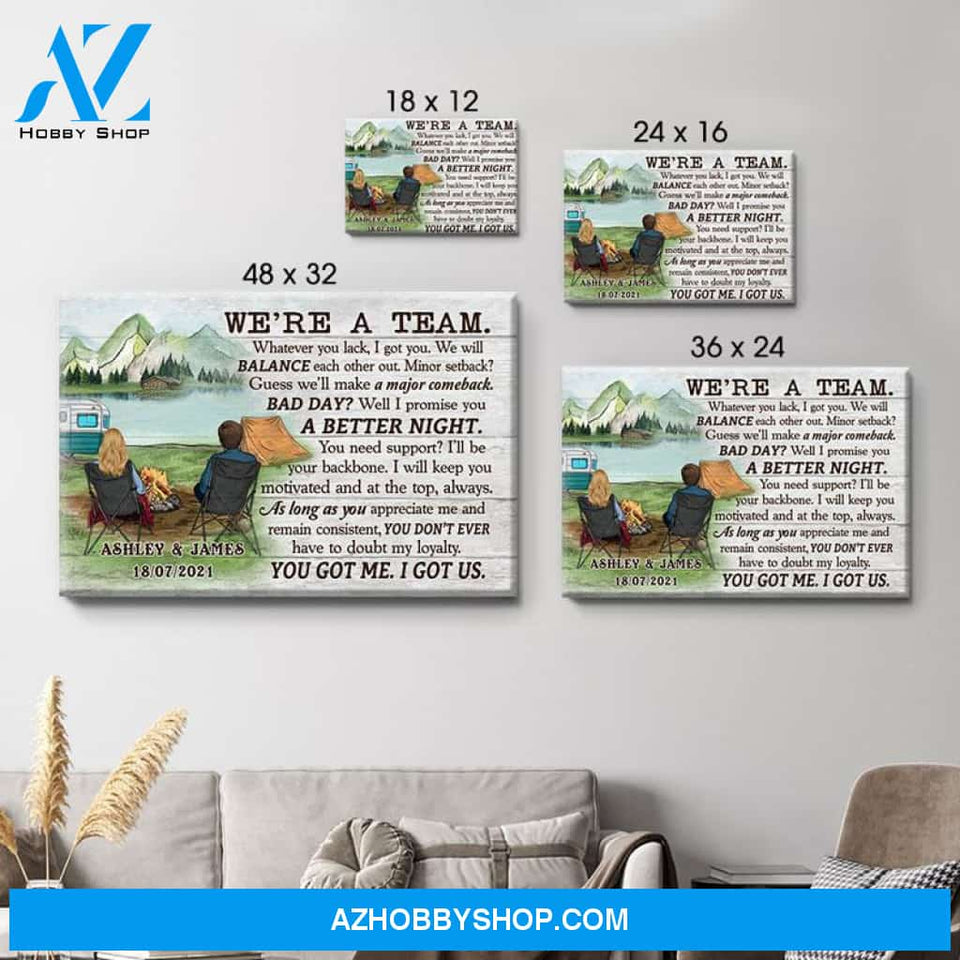 Personalized We Are A Team Canvas, Camping, Premium Canvas Wall Art