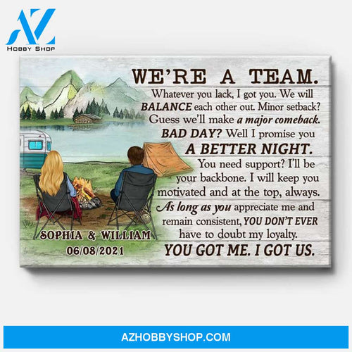 Personalized We Are A Team Canvas, Camping, Premium Canvas Wall Art