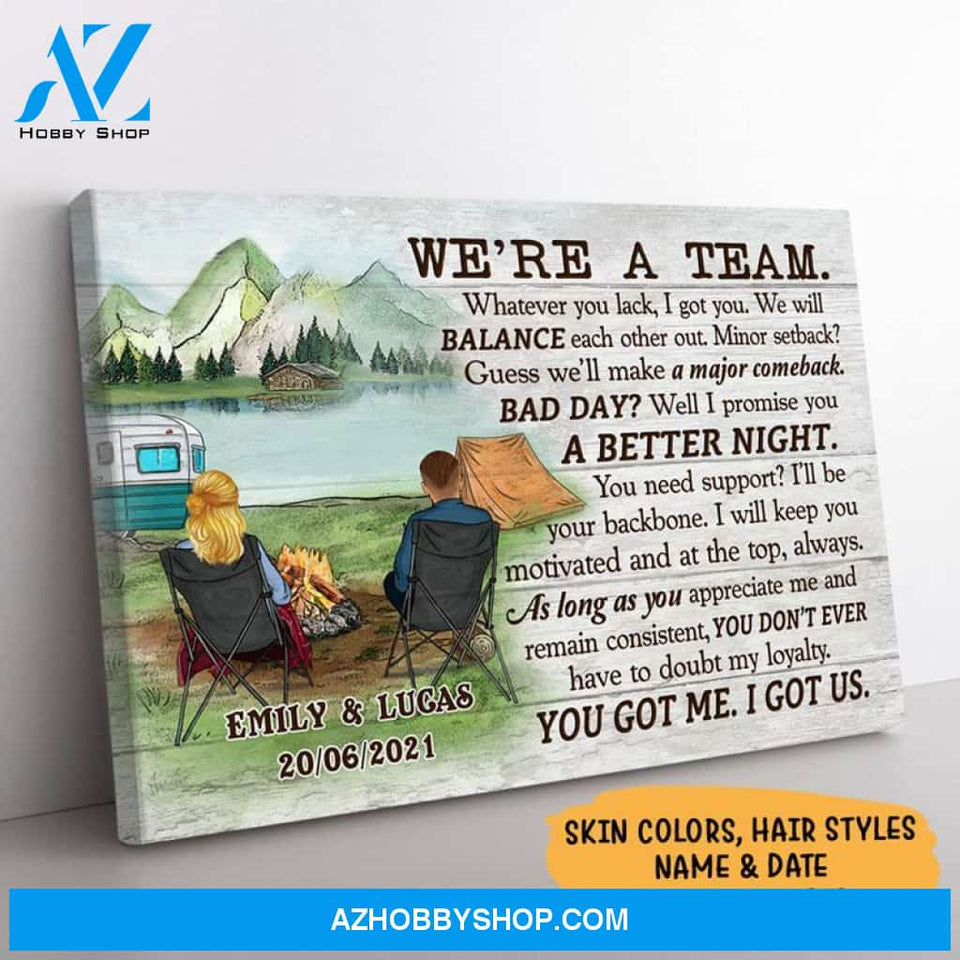 Personalized We Are A Team Canvas, Camping, Premium Canvas Wall Art