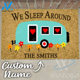 Personalized We Sleep Around Camping Doormat