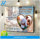 Personalized Wedding Anniversary Gift Each Year Photo Gift For Him Two Souls Two Hearts Canvas Wall Art