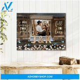 Personalized Wedding Present Rustic Window With Cotton Flowers Canvas Print