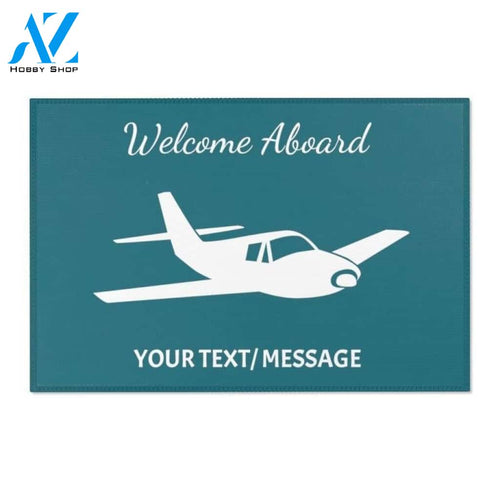 Personalized Welcome Aboard Airplane Vehicle Doormat Indoor And Outdoor Mat Entrance Rug Sweet Home Decor Housewarming Gift Gift for Friend Family Birthday New Home