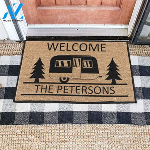 Personalized Welcome Camping doormat, Camper doormat decor, Happy Camper doormat, Personalized mat, Welcome campsite mat, Housewarming gift