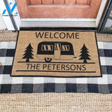 Personalized Welcome Camping doormat, Camper doormat decor, Happy Camper doormat, Personalized mat, Welcome campsite mat, Housewarming gift