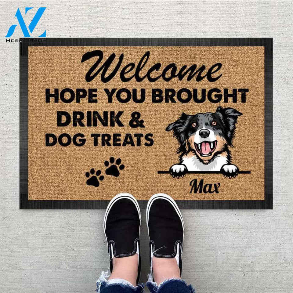 Personalized Welcome Hope you brought dog treats Pawprints Doormat, Dog mat custom, Pawprints Doormat, dog doormat, dog gift, dog mat, custom dog - Dog mat custom