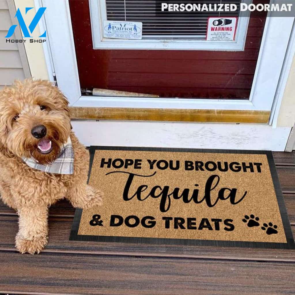 Gosszy - Personalized Welcome Hope you brought dog treats Pawprints Doormat, Dog mat custom, Pawprints Doormat, dog doormat, dog gift, dog mat, custom dog - Dog mat custom
