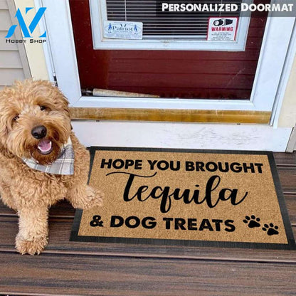 Gosszy - Personalized Welcome Hope you brought dog treats Pawprints Doormat, Dog mat custom, Pawprints Doormat, dog doormat, dog gift, dog mat, custom dog - Dog mat custom