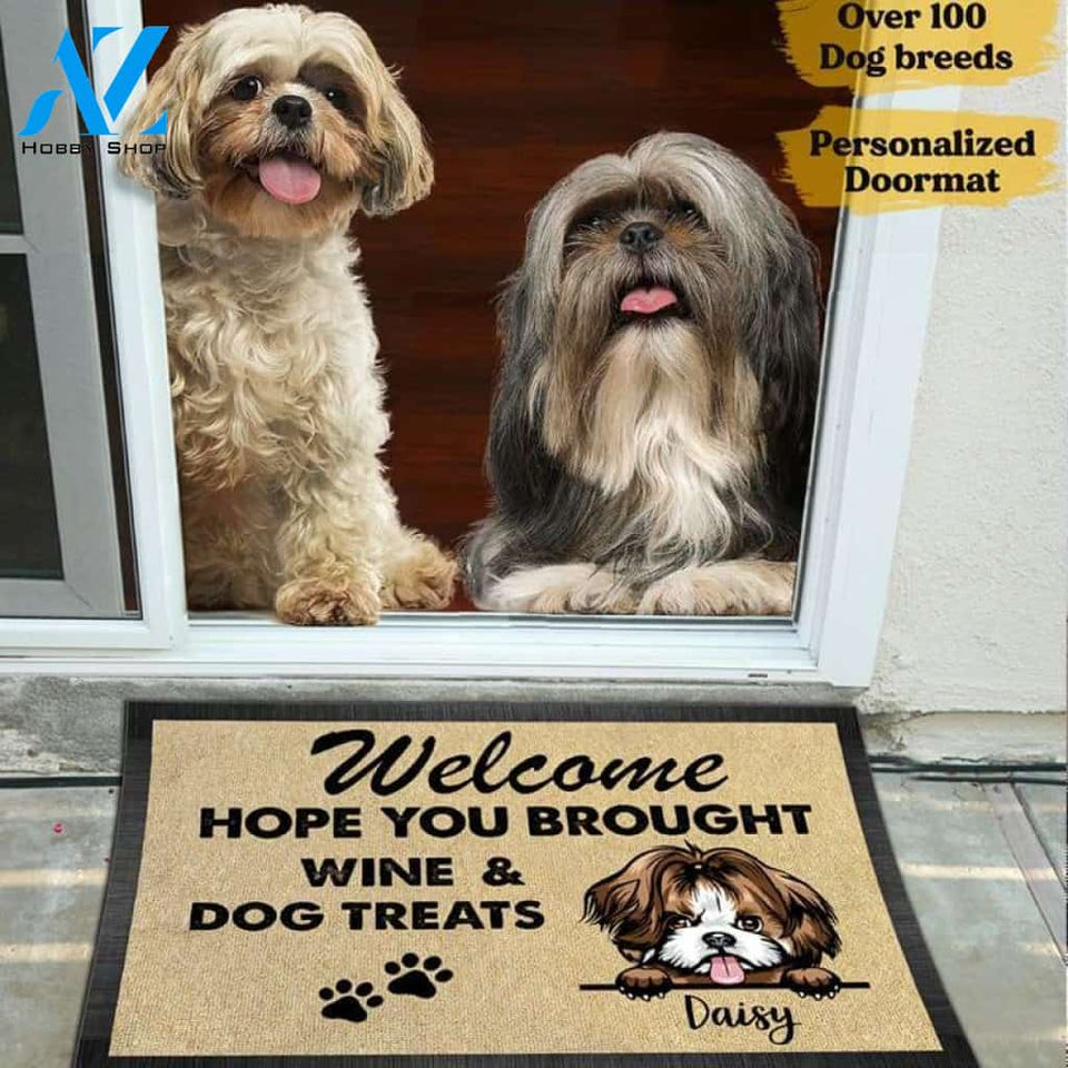 Gosszy - Personalized Welcome Hope you brought dog treats Pawprints Doormat, Dog mat custom, Pawprints Doormat, dog doormat, dog gift, dog mat, custom dog - Dog mat custom