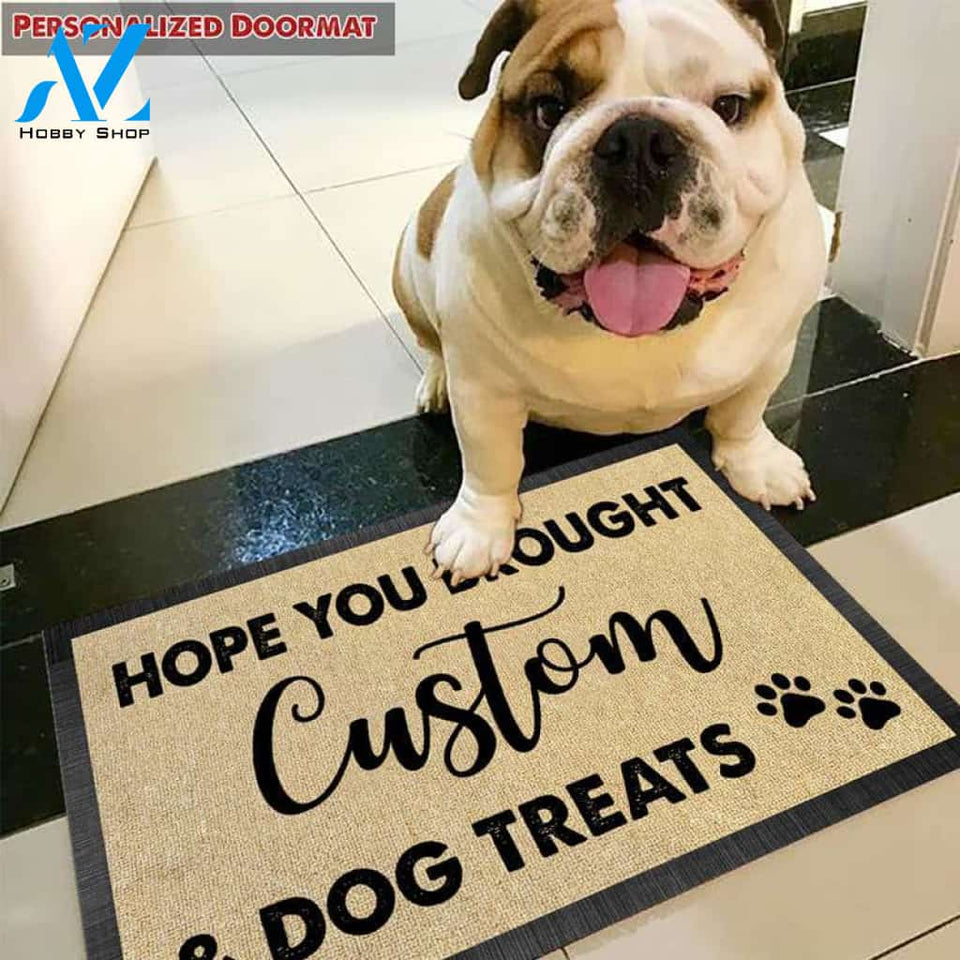 Gosszy - Personalized Welcome Hope you brought dog treats Pawprints Doormat, Dog mat custom, Pawprints Doormat, dog doormat, dog gift, dog mat, custom dog - Dog mat custom
