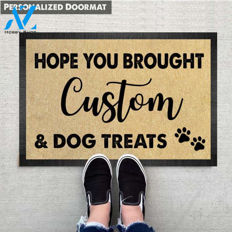 Personalized Welcome Hope you brought dog treats Pawprints Doormat, Dog mat custom, Pawprints Doormat, dog doormat, dog gift, dog mat, custom dog - Dog mat custom
