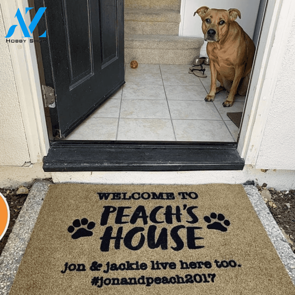 Personalized Welcome Mat to "Dog's" House Pawprints Doormat - Dog mat custom Doormat 23.6" x 15.7" | Welcome Mat | House Warming Gift