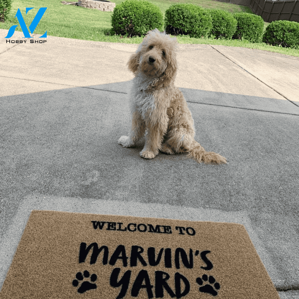 Personalized Welcome Mat to "Dog's" House Pawprints Doormat - Dog mat custom Doormat 23.6" x 15.7" | Welcome Mat | House Warming Gift