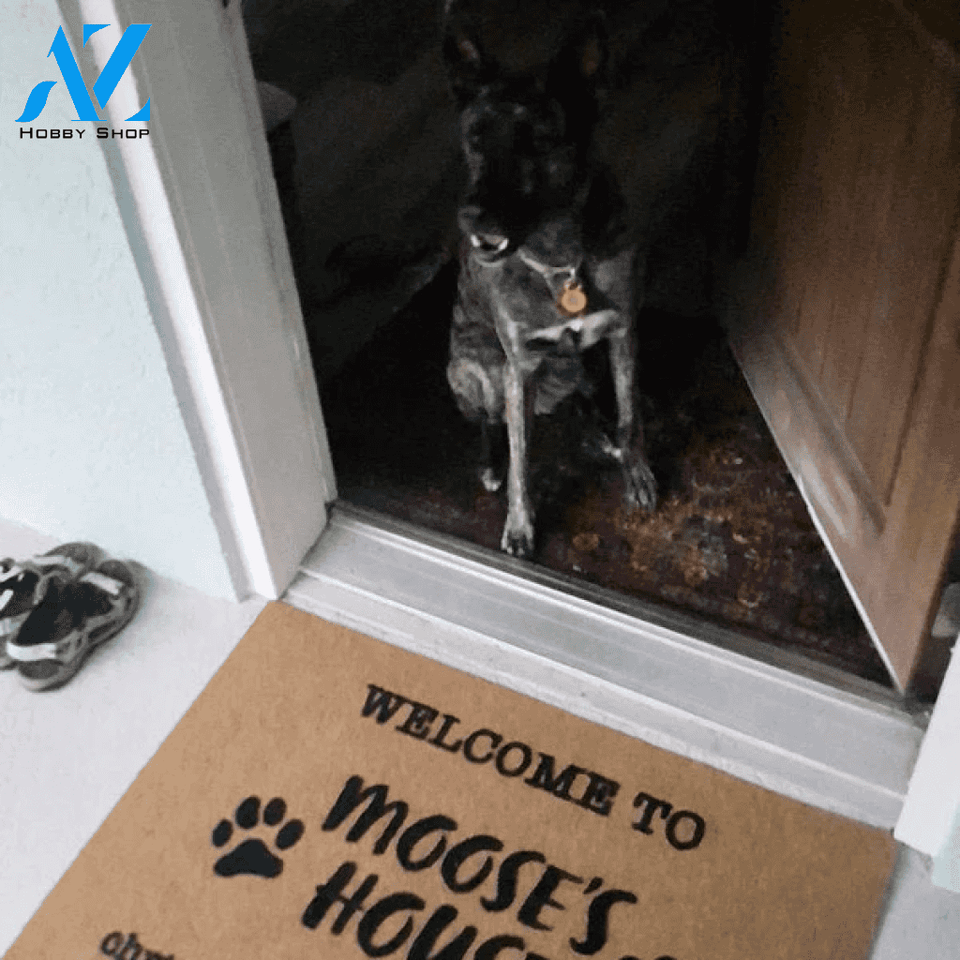 Personalized Welcome Mat to "Dog's" House Pawprints Doormat - Dog mat custom Doormat 23.6" x 15.7" | Welcome Mat | House Warming Gift