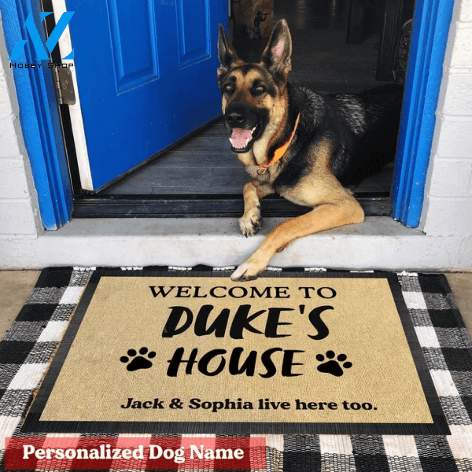 Personalized Welcome Mat to "Dog's" House Pawprints Doormat - Dog mat custom Doormat 23.6" x 15.7" | Welcome Mat | House Warming Gift