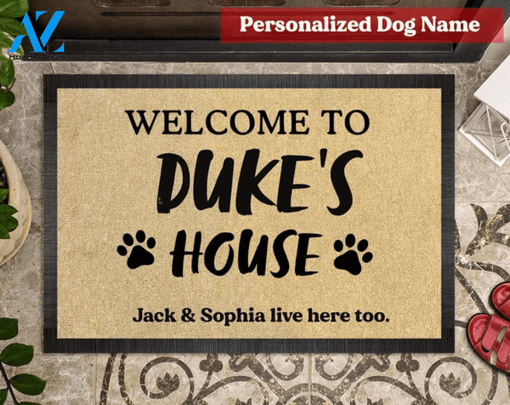 Personalized Welcome Mat to "Dog's" House Pawprints Doormat - Dog mat custom Doormat 23.6" x 15.7" | Welcome Mat | House Warming Gift