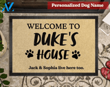 Personalized Welcome Mat to "Dog's" House Pawprints Doormat - Dog mat custom Doormat 23.6" x 15.7" | Welcome Mat | House Warming Gift