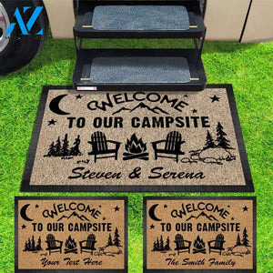 Personalized Welcome Our campsite doormat - outdoor mat - RV Camper -Tractor - Motor Home Doormat, Happy camper mat, doormat camping