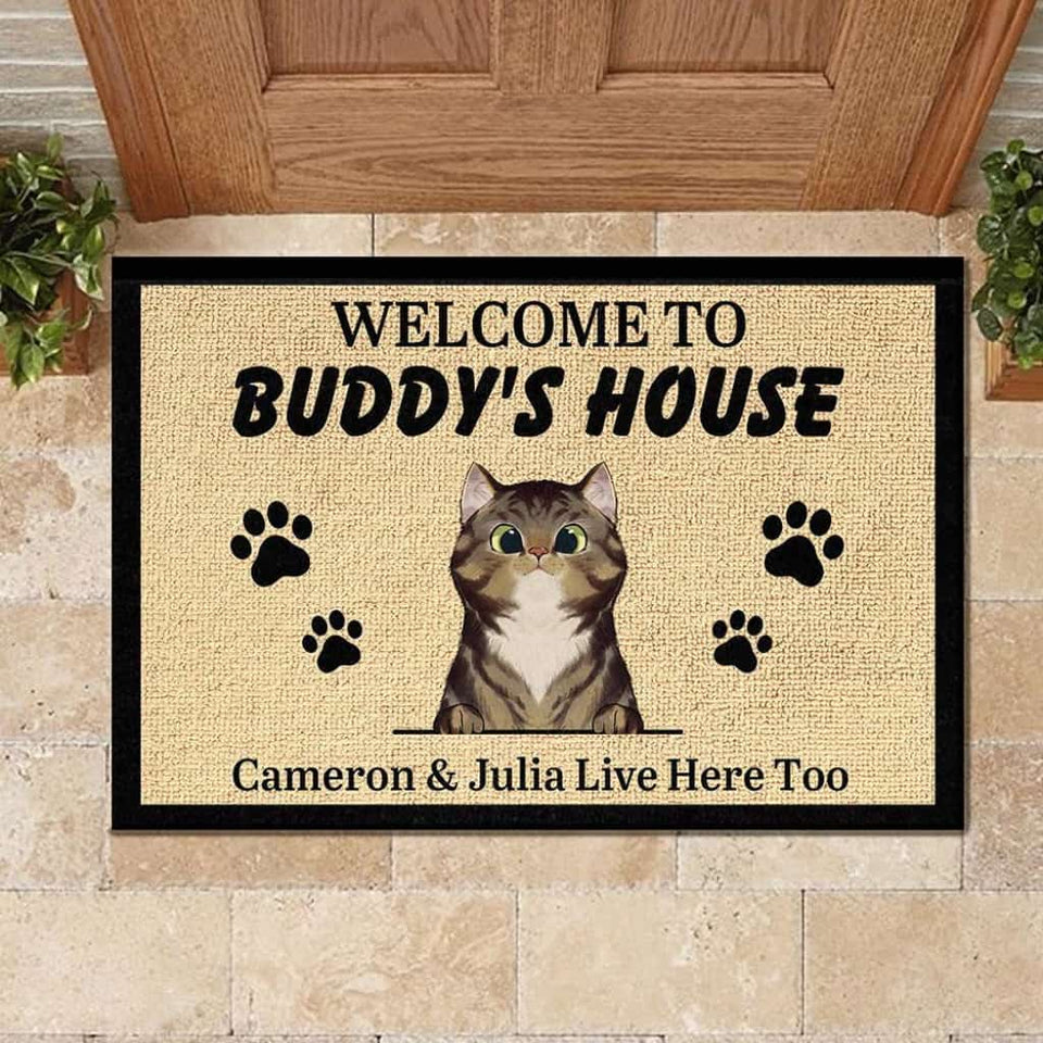 Personalized Welcome To Cats House - Doormat (Wt) Door
