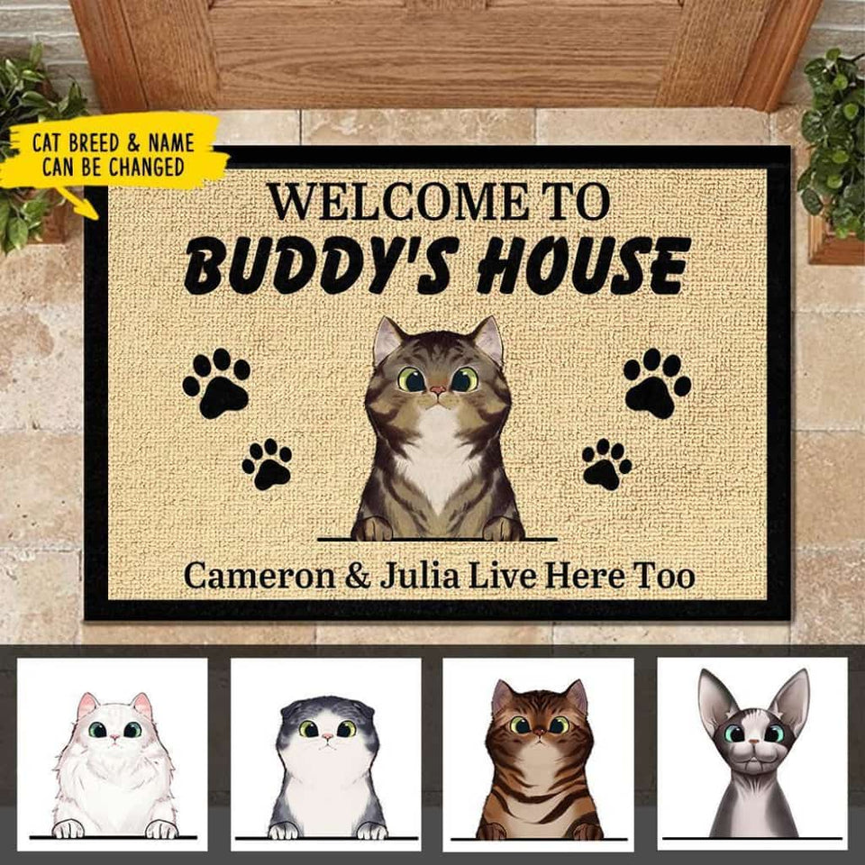 Personalized Welcome To Cats House - Doormat (Wt) Door